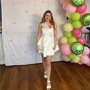 White tiered mini dress